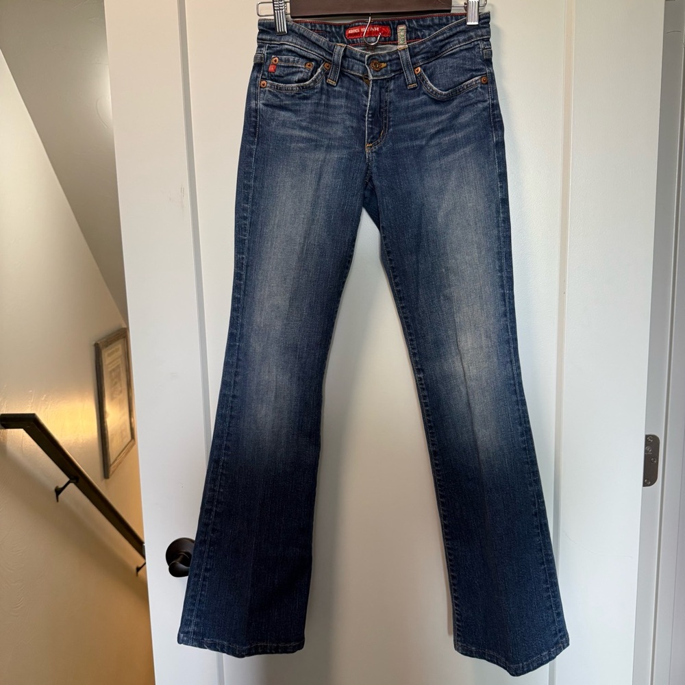 Big Star Jeans Y2k Flary Bootcut Wide Jean Mid Rise Dark Wash 25R
